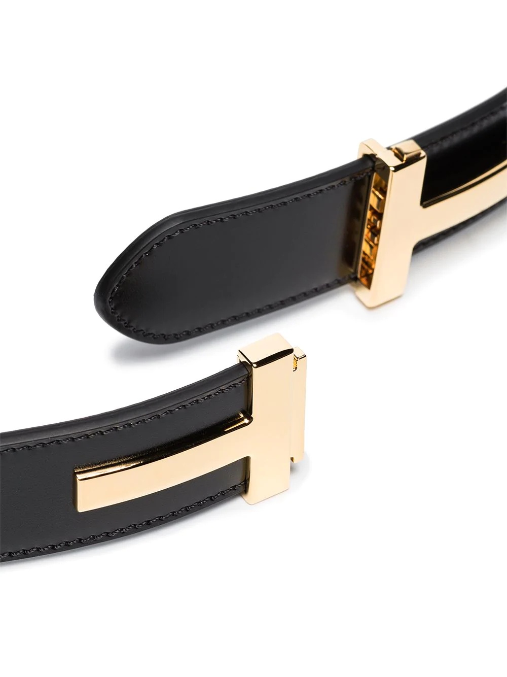 double T clasp calf leather belt - 3