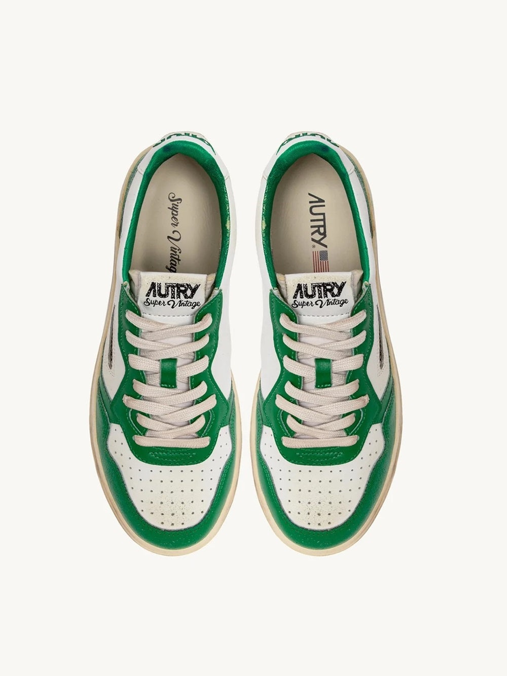Autry In White And Green Leather With Worn Effect - 5