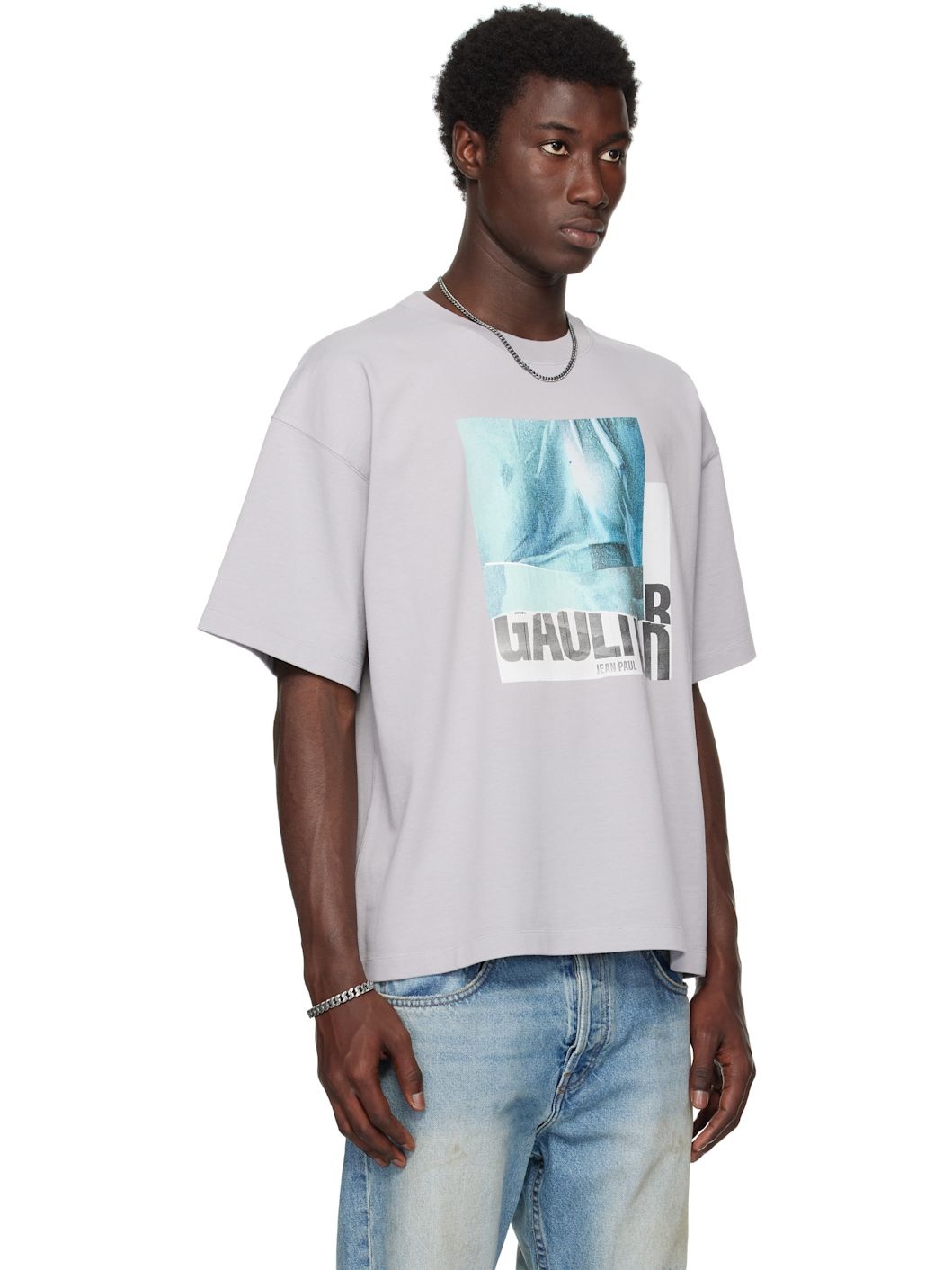 Gray Printed Water Oversized T-shirt - 2