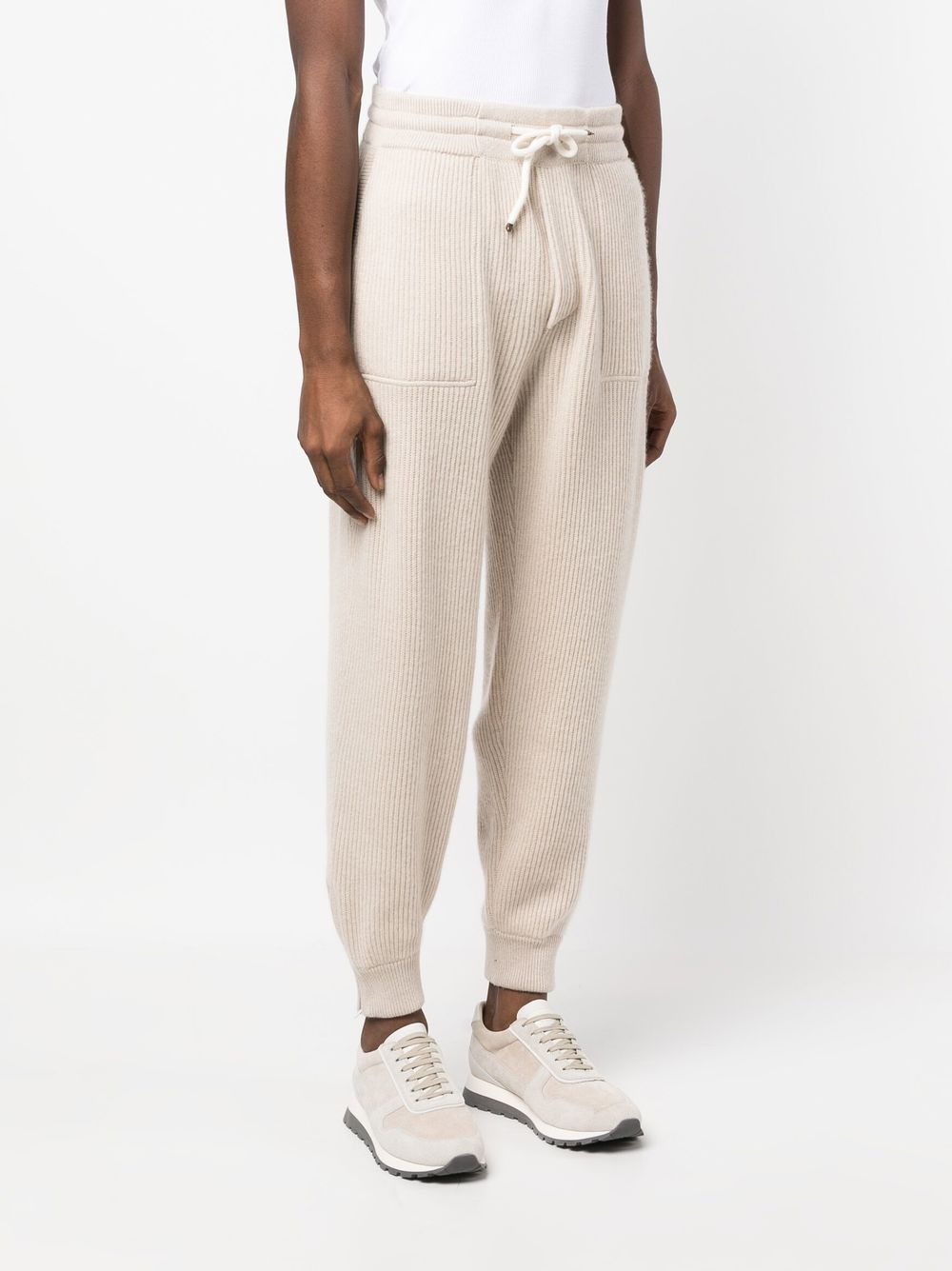 drawstring-waist cashmere track pants - 3