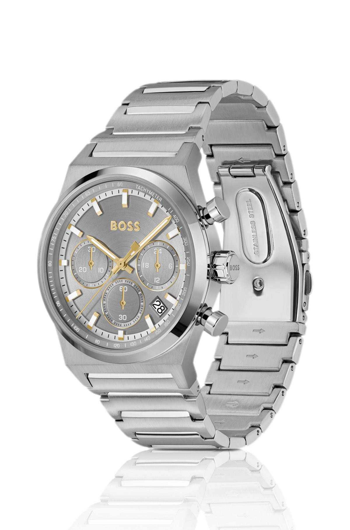 SILVER-TONE CHRONOGRAPH WATCH WITH LINK BRACELET - 2