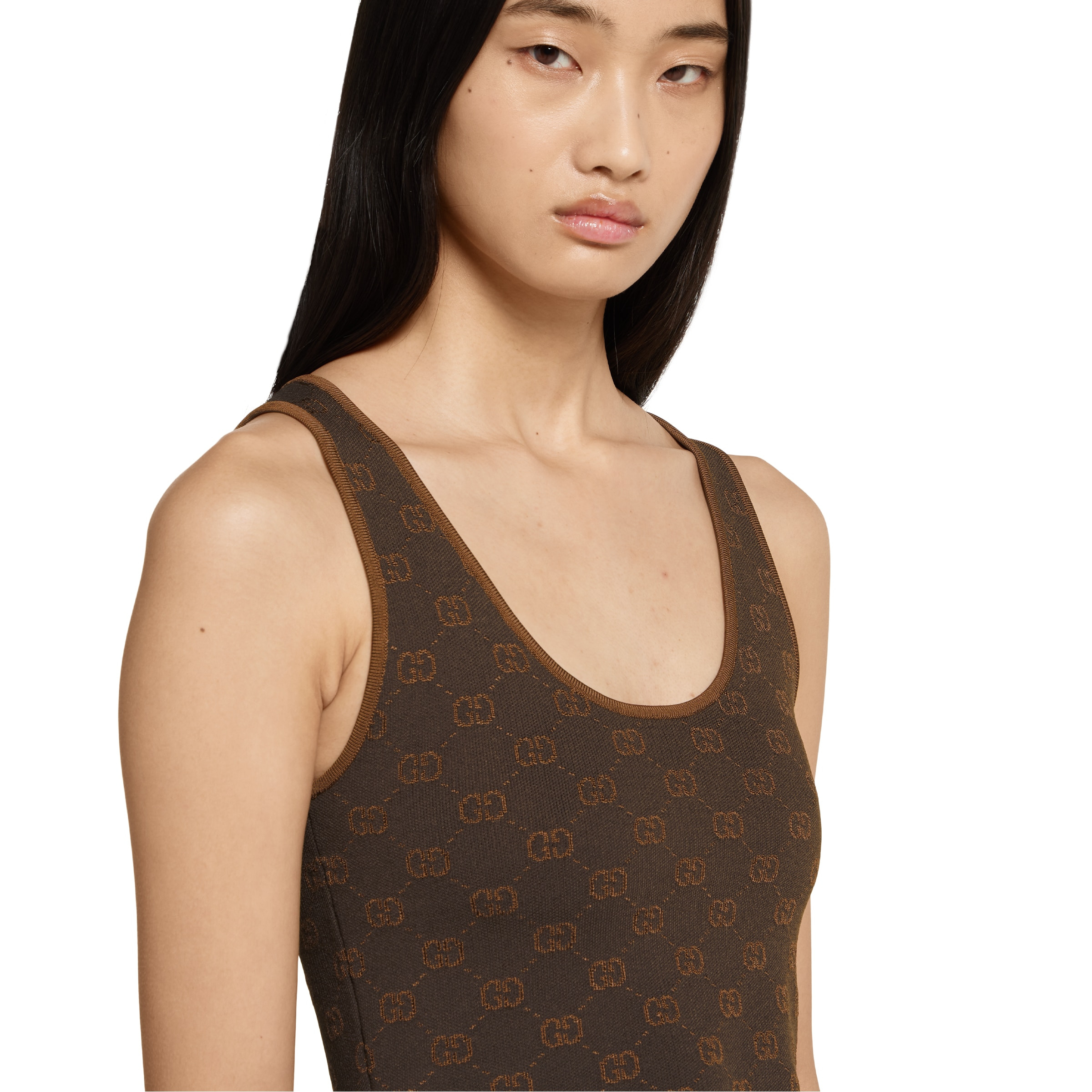 Stretch GG viscose jacquard tank top - 5