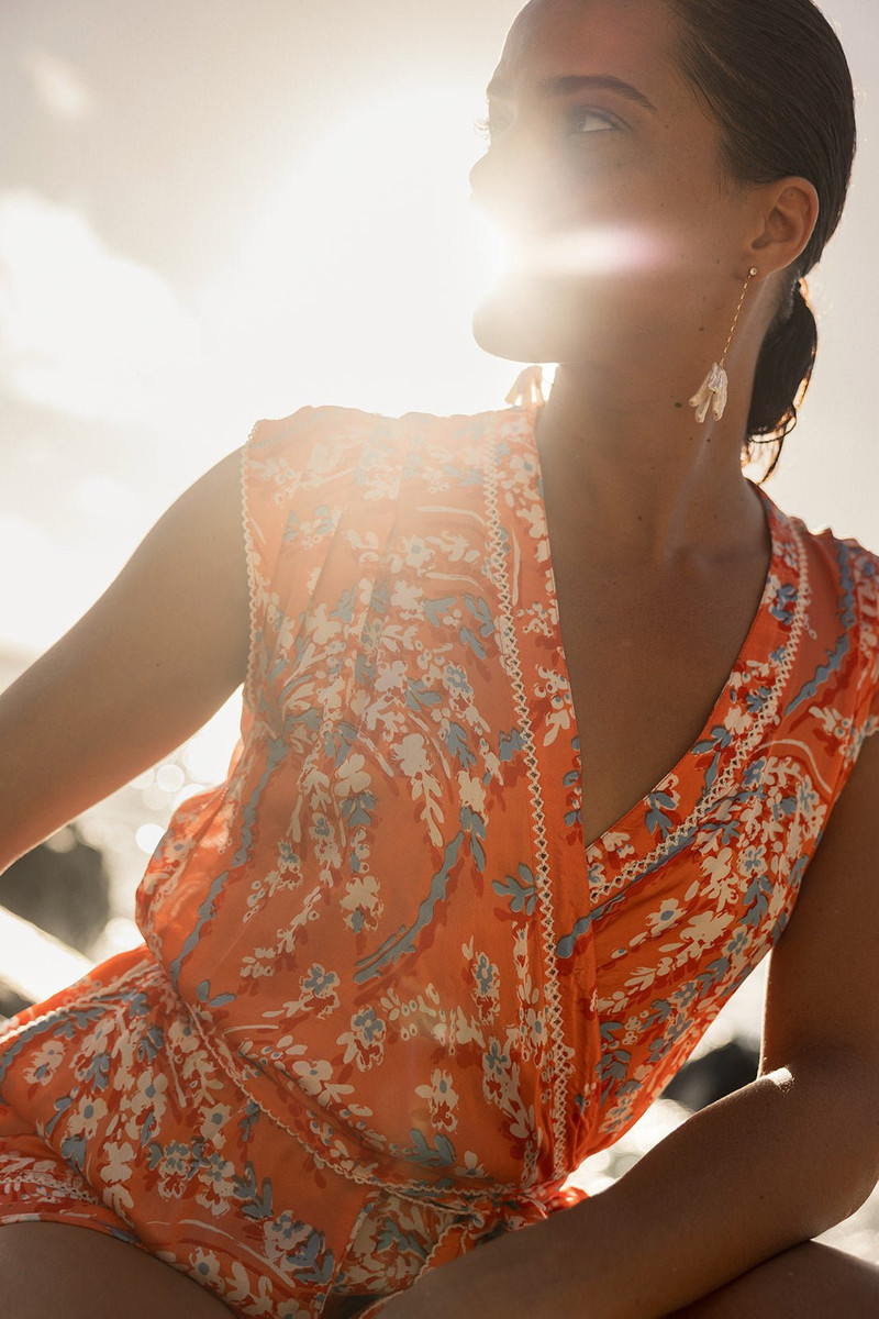 Poupette St Barth Short Jumpsuit Anaik - Orange Palmery outlook