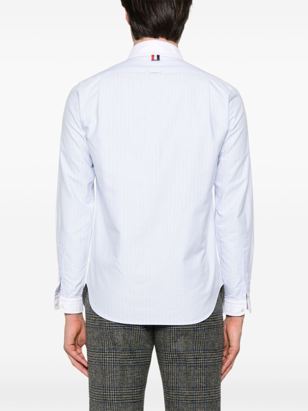 pinstriped shawl-collar shirt - 4