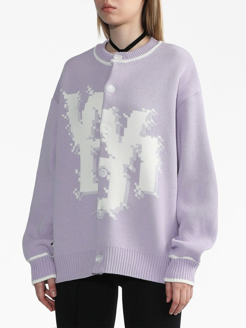 logo-print button-up cardigan 3