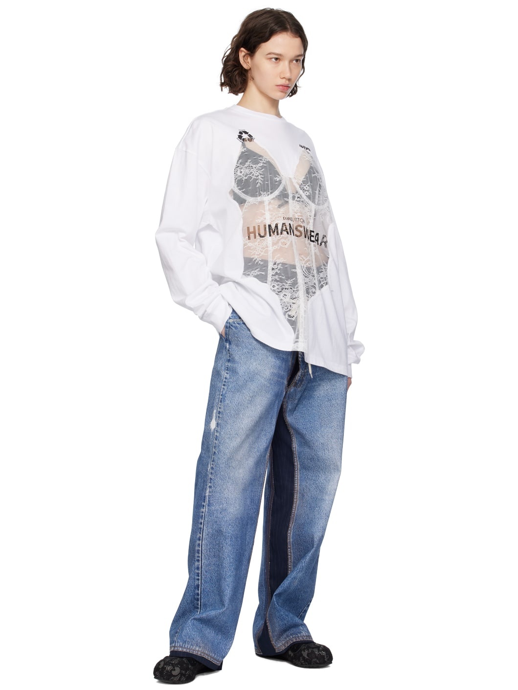 White Lace Long Sleeve T-Shirt - 4