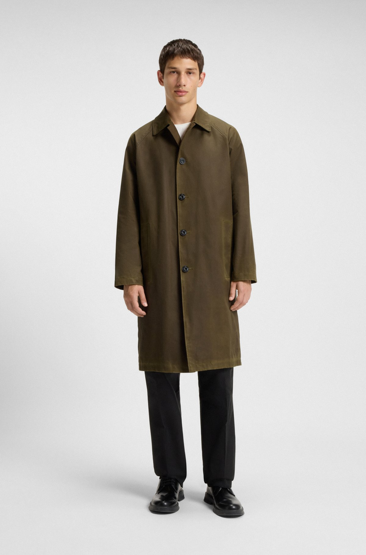 REGULAR-FIT COAT IN WAXED COTTON - 2
