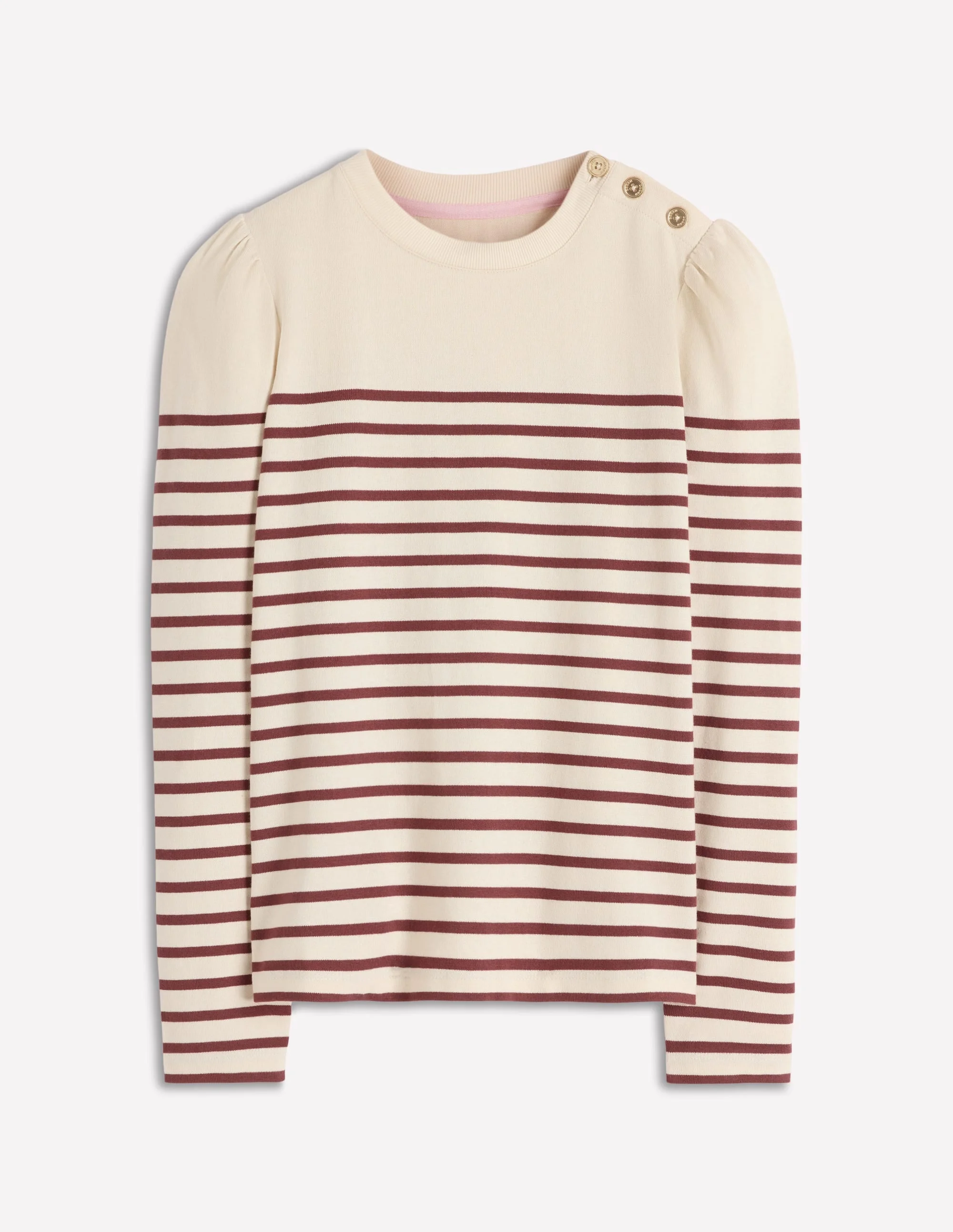 Button Shoulder Mariner-Ivory & Hot Chocolate Stripe - 1