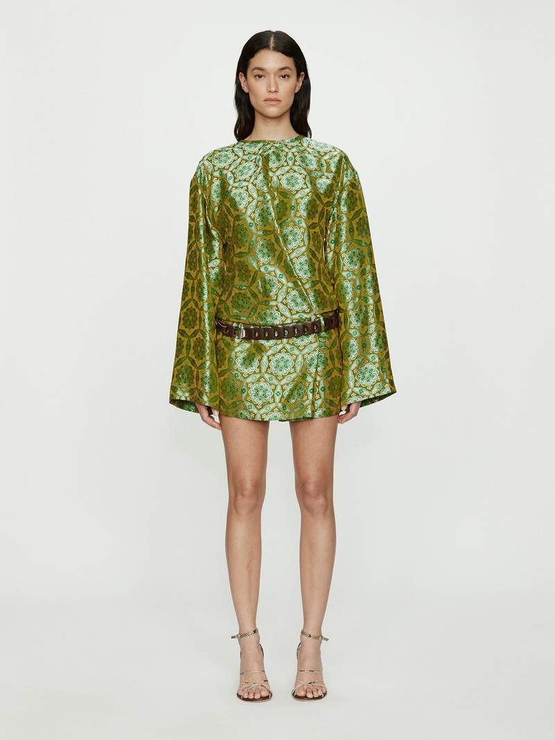 Palmira Leather Belted Long Sleeve Mini Dress 1