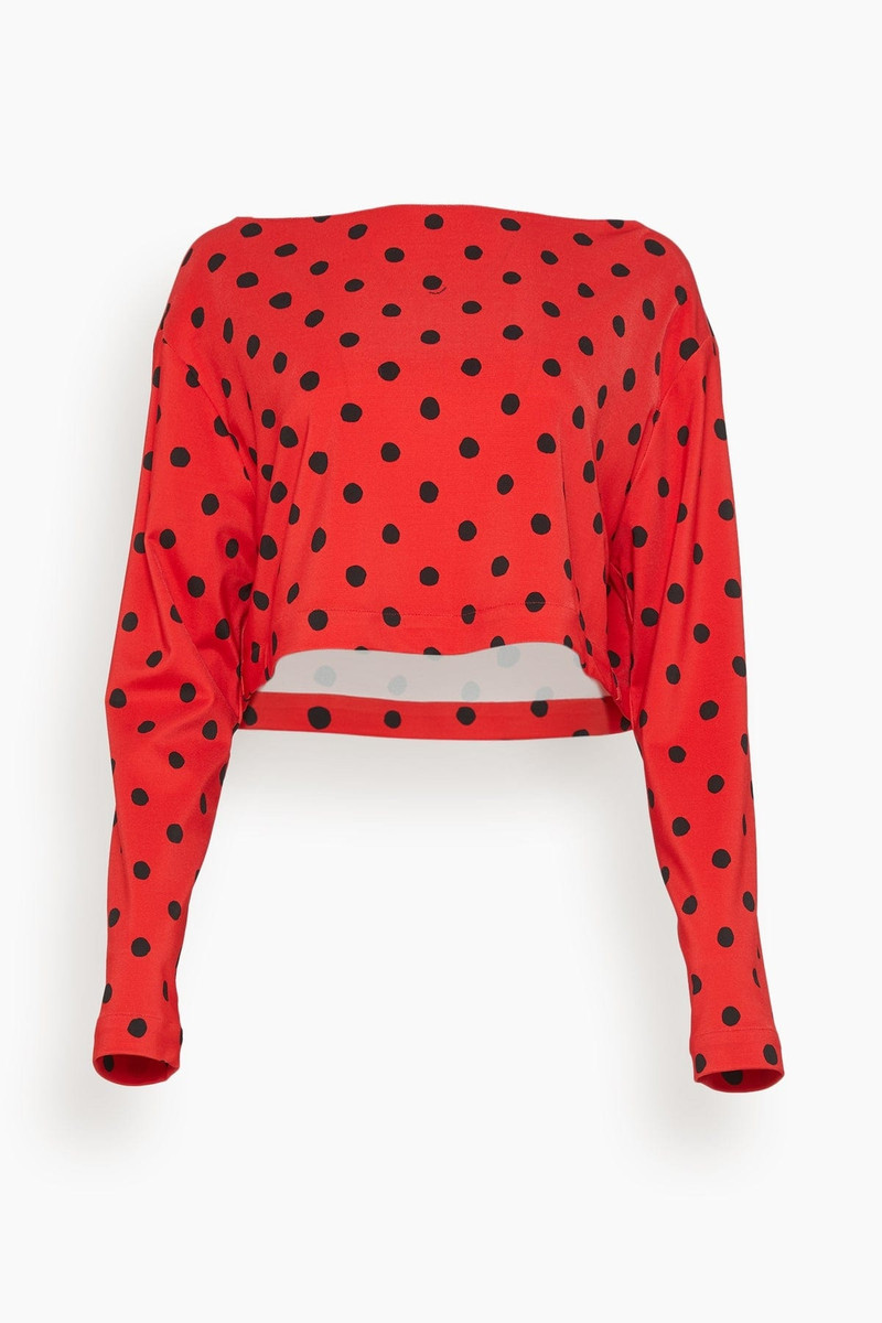 Small Dot Technical Jersey Boatneck Top in Lacquer - 1