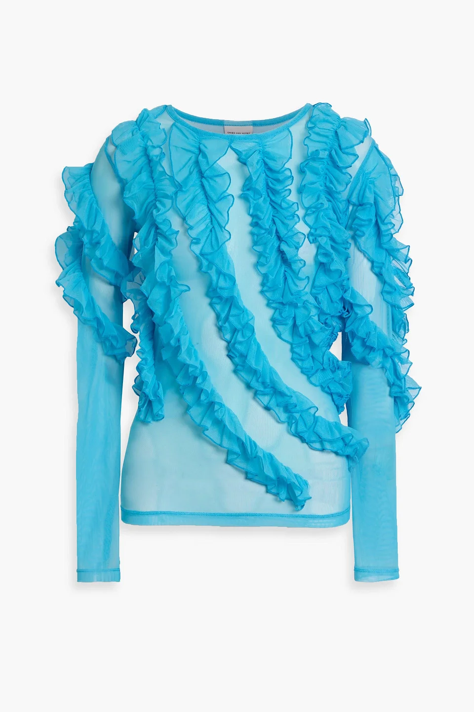 Ruffled stretch-mesh top - 1