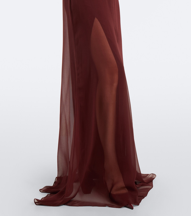 Draped silk chiffon one-shoulder gown 5