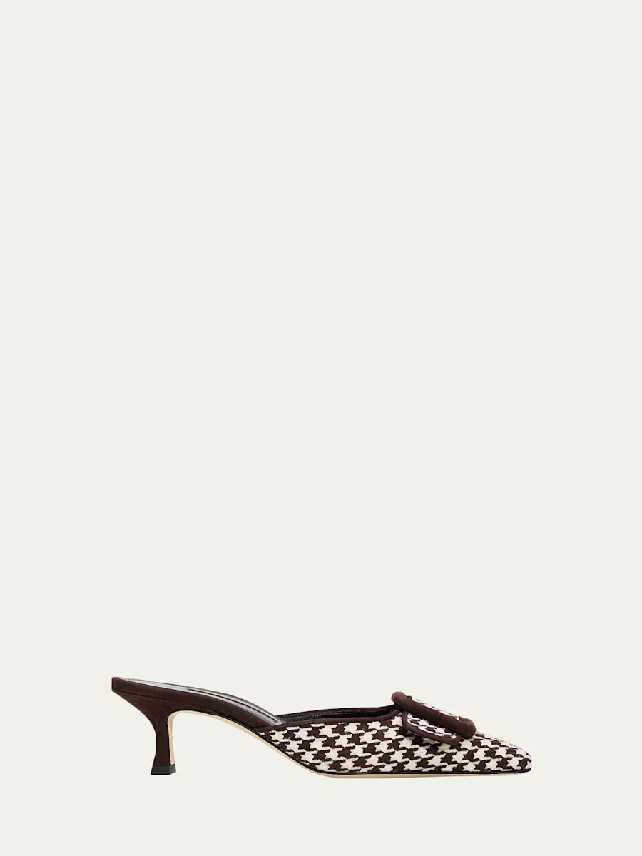 50mm Maysalebi Houndstooth Mule Pumps - 1