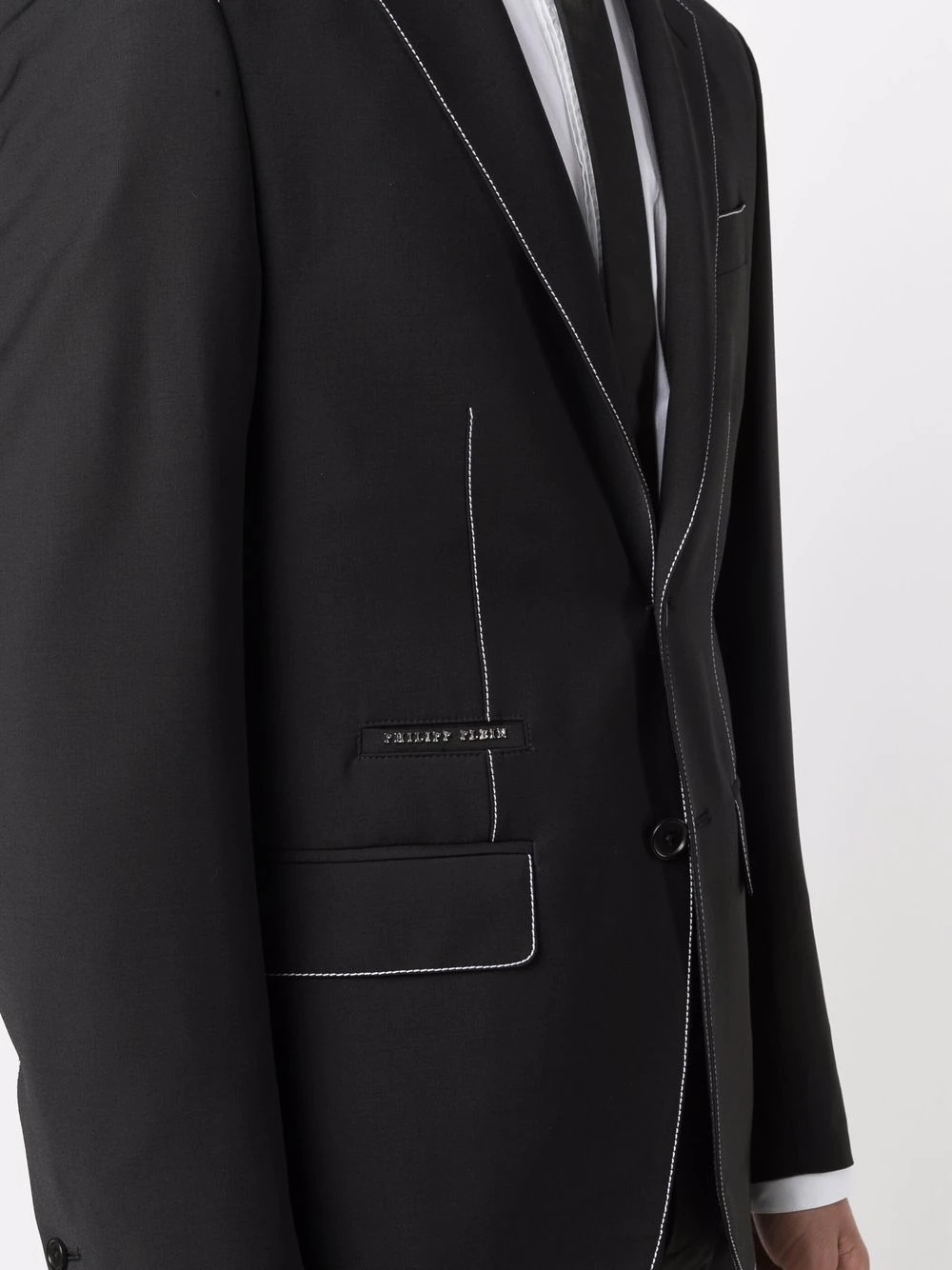 contrast-stitch single-breasted suit - 5