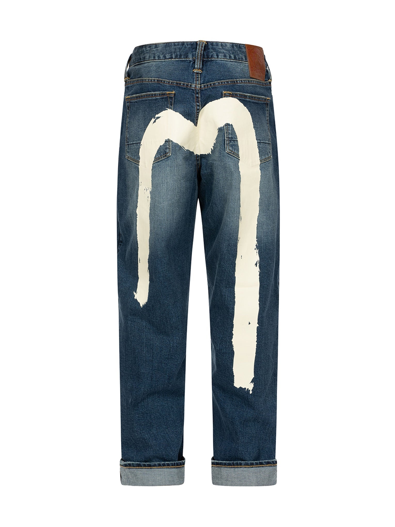 Ecru Brushstroke Daicock Loose Fit Jeans - 14