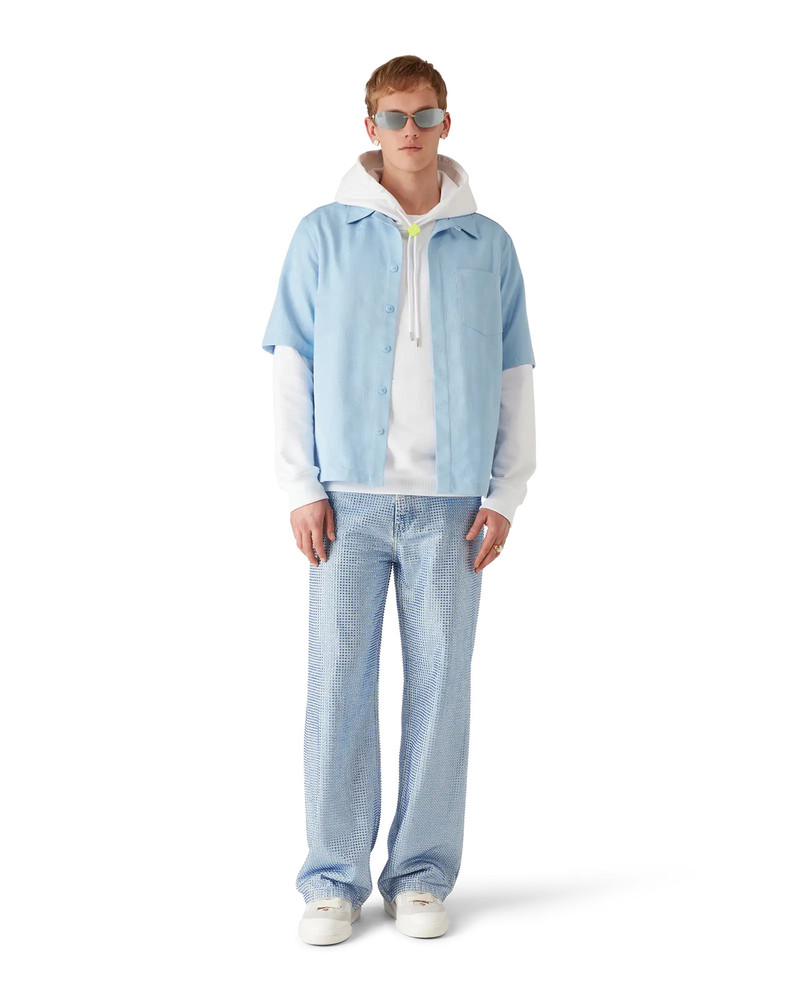 CASABLANCA Light Blue Monogram Short Sleeve Shirt outlook