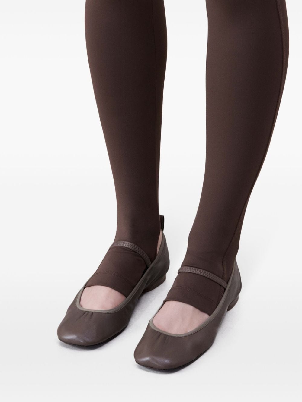 square-toe leather ballerina shoes - 6
