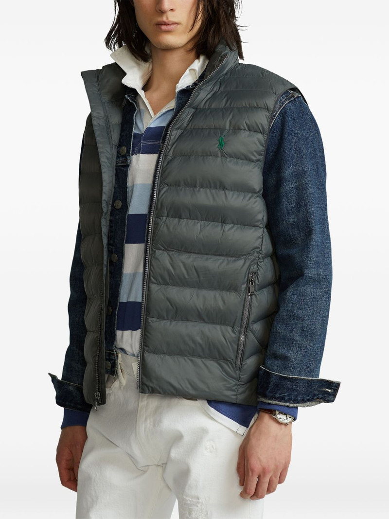 logo print quilted gilet 3