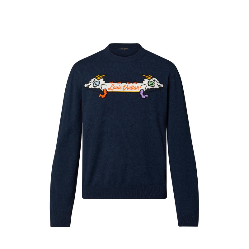Intarsia Jacquard Graphic Cashmere Crewneck - 1