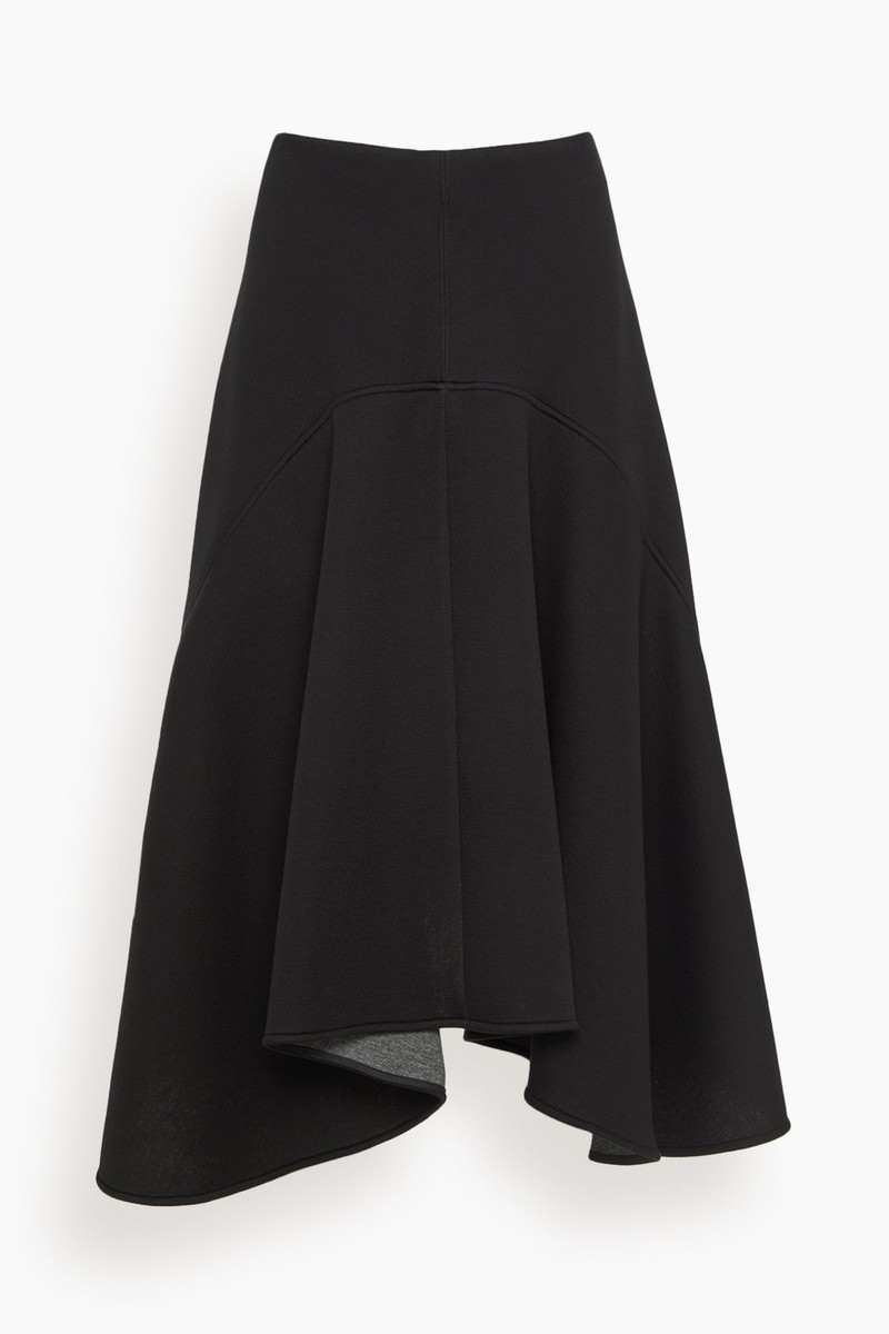 Asymmetric Hem Scuba Skirt in Black - 1