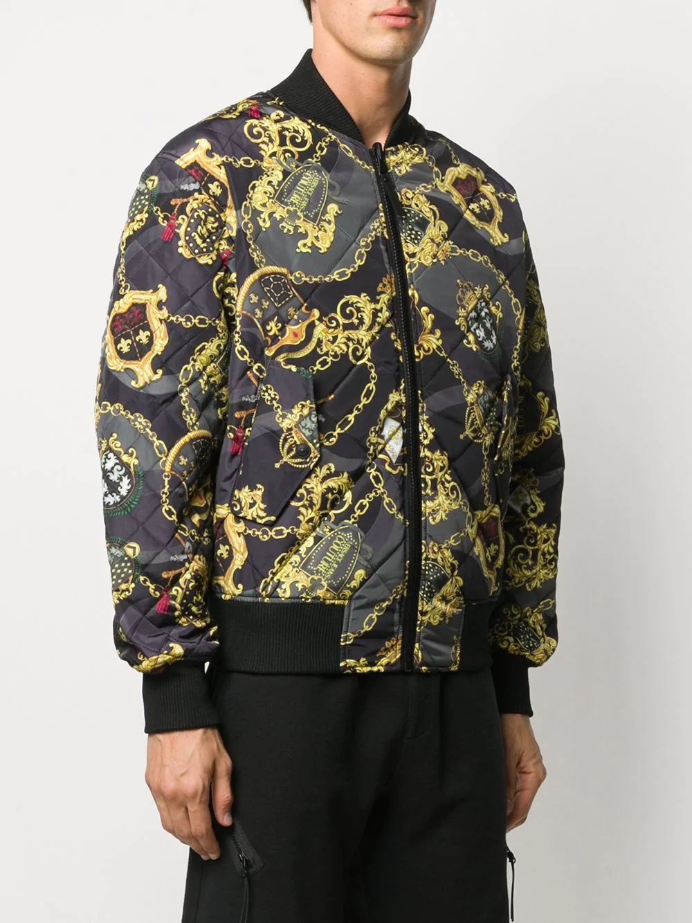 Barocco crest print bomber jacket - 3