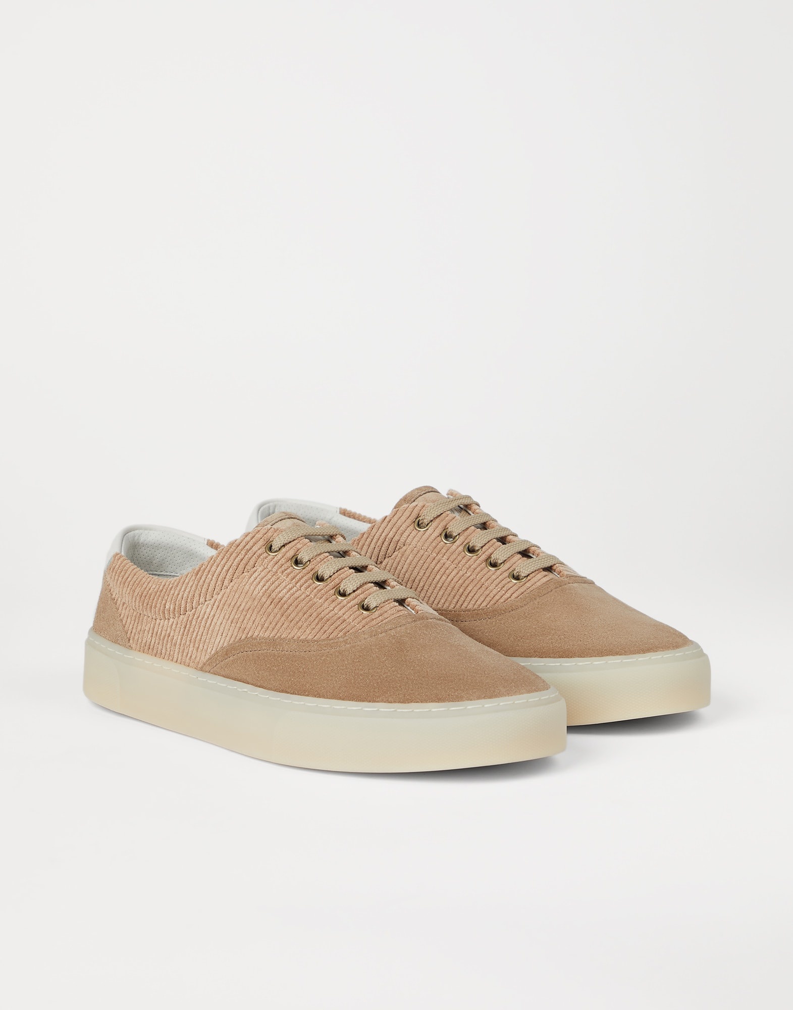 Washed suede and techno corduroy sneakers - 1