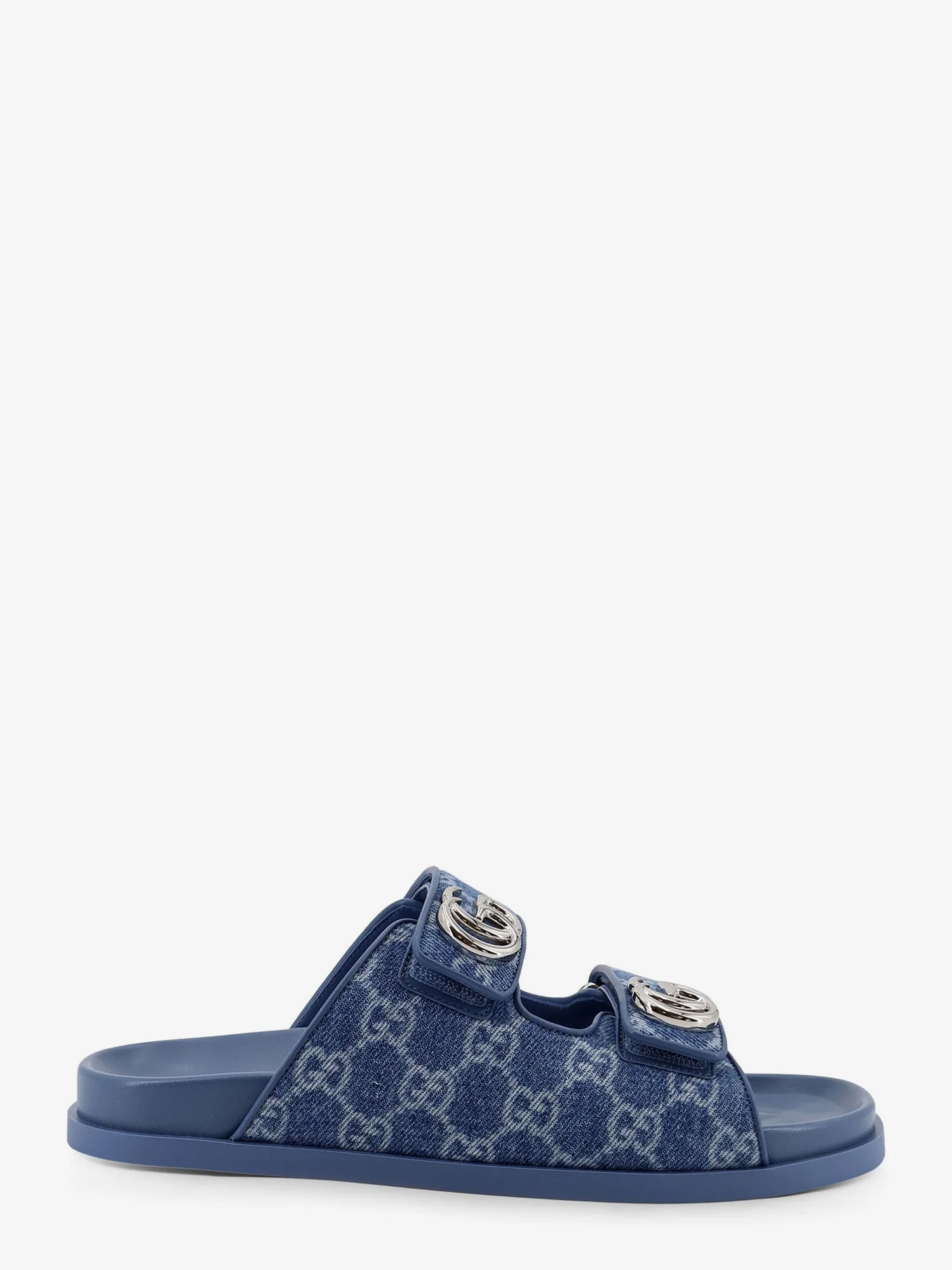 Laser Gg Denim Sandals With All-Over Gg Motif - 1
