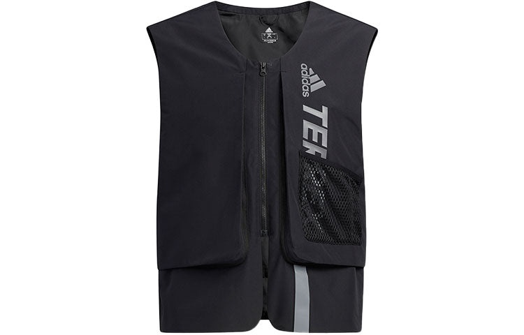 adidas Outdoor Sports Detachable Vest Long Hooded With Down Feather Jacket Black H13853 - 2