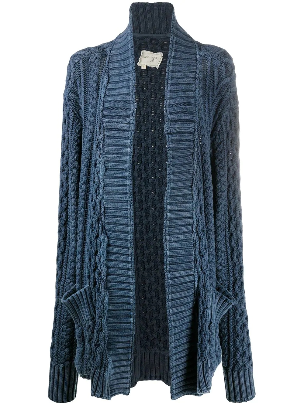 cable-knit cotton cardi-coat - 1