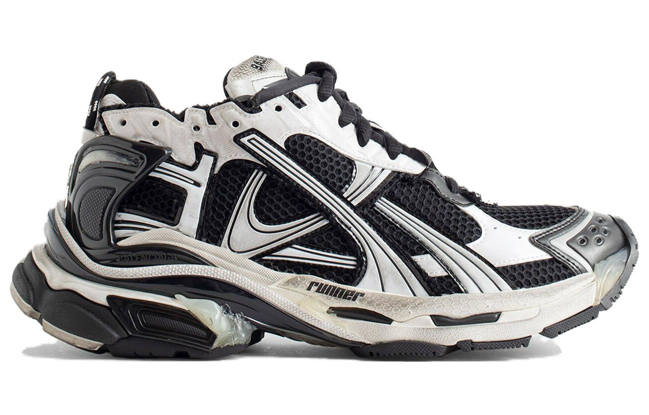 Balenciaga Runner Sneakers 'Black and White Mesh and Nylon' 772774W3RMU9010 - 2