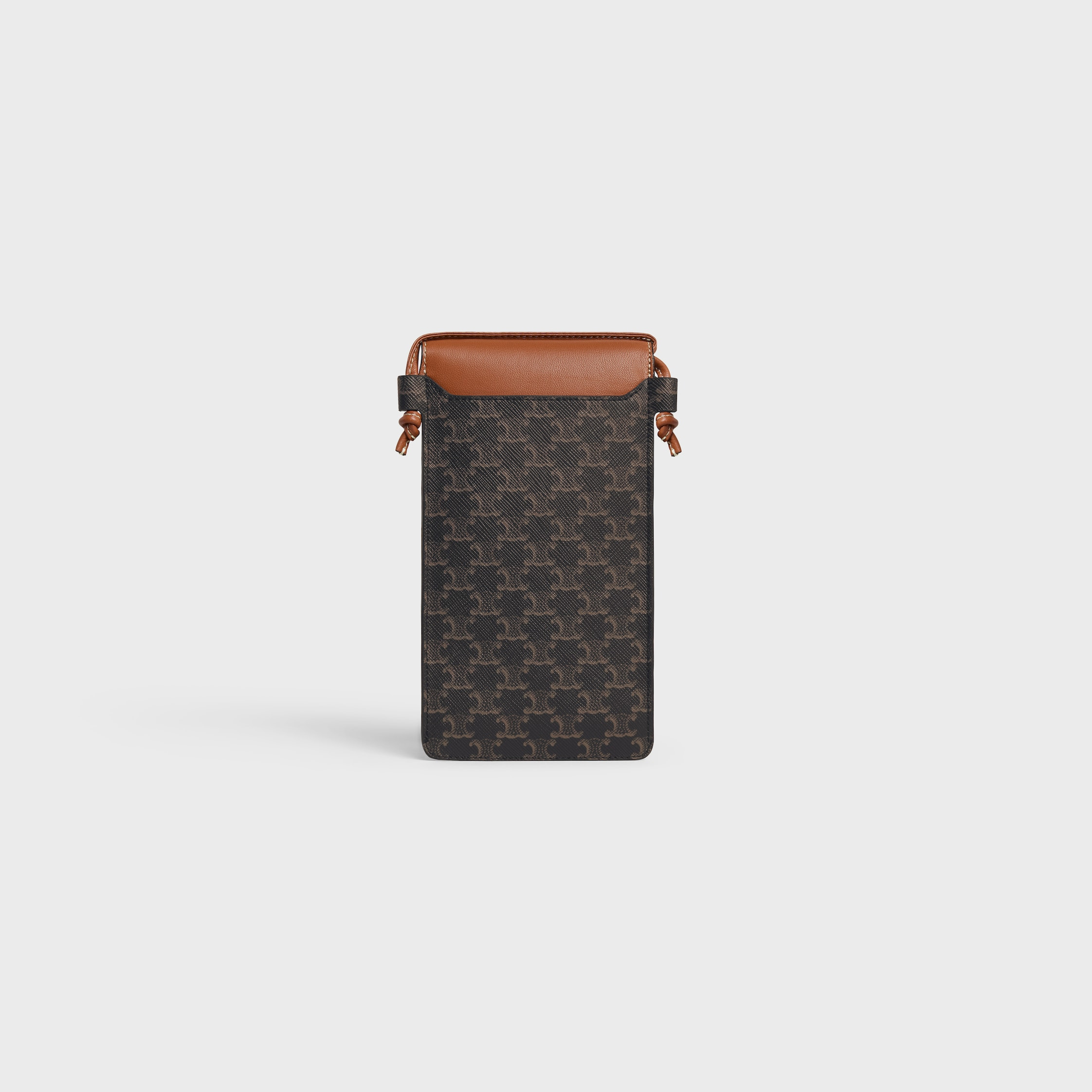 PHONE POUCH WITH FLAP in Triomphe Canvas and Lambskin - 3