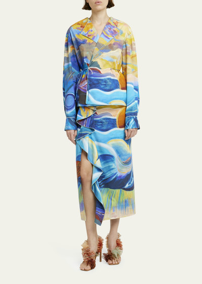 ULLA JOHNSON Holland Abstract-Print Cotton Wrap Jacket outlook