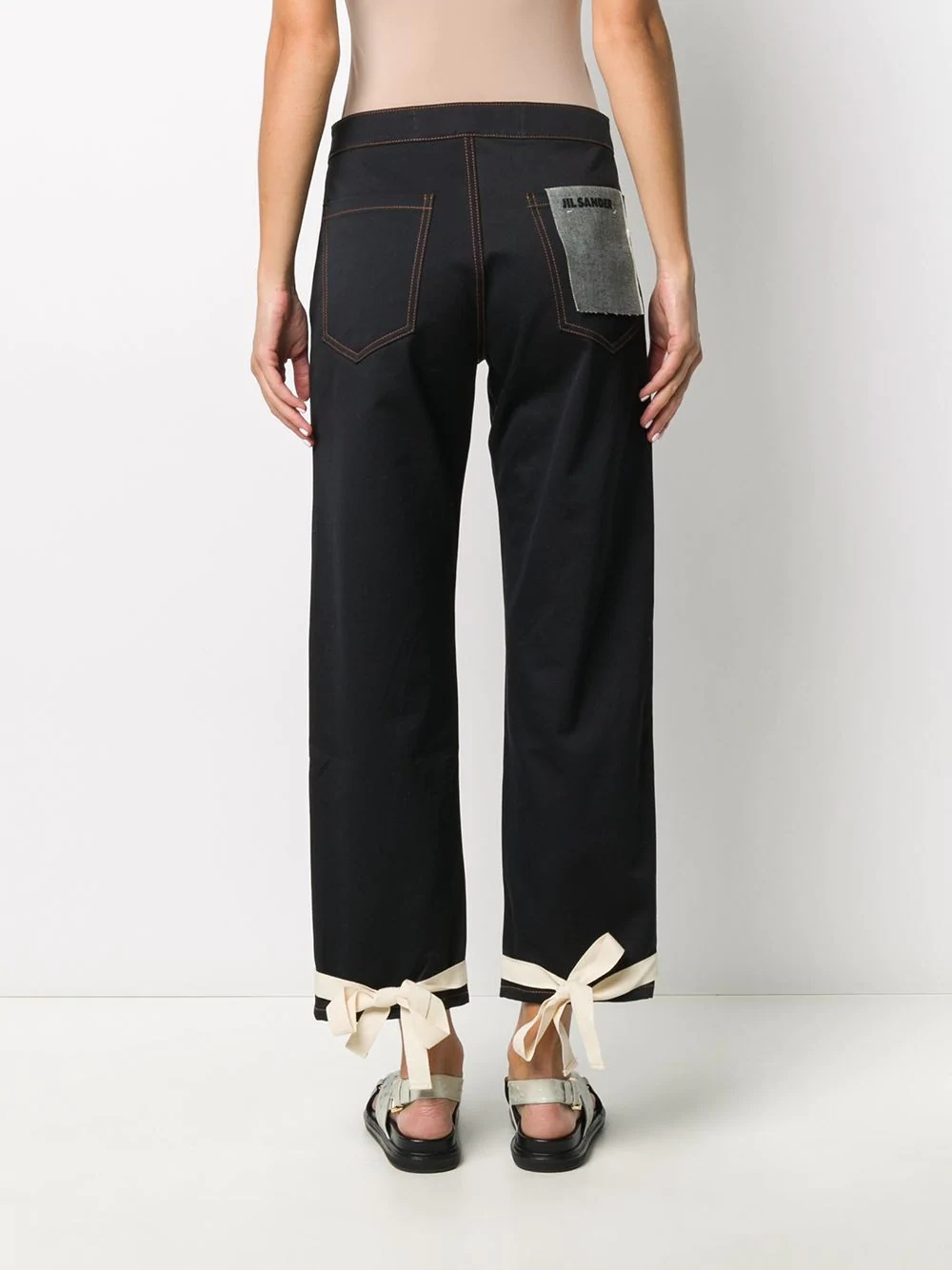 tie fastening detail cropped jeans - 4