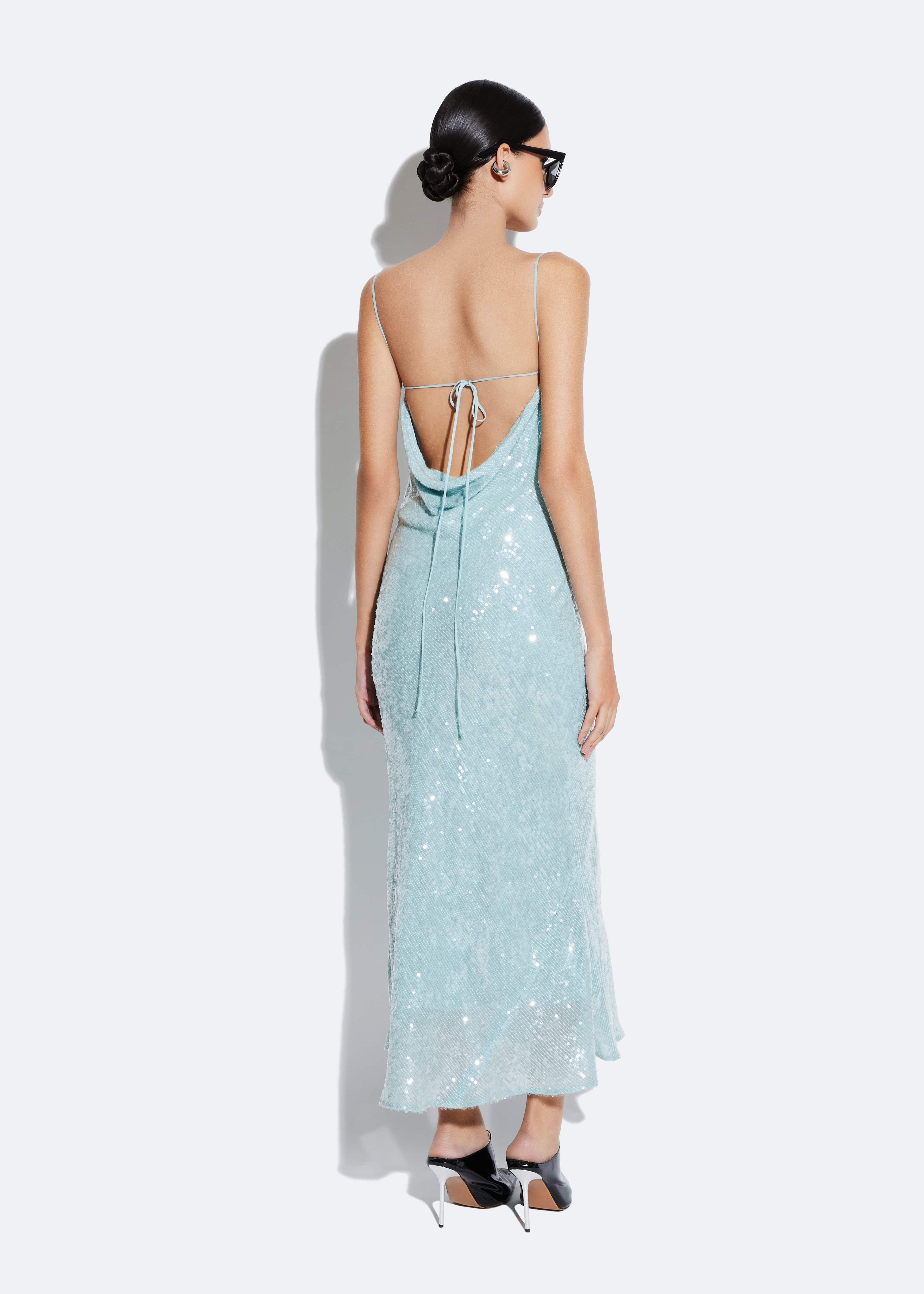 Sequin Viscose Cowl Midi Dress - 3