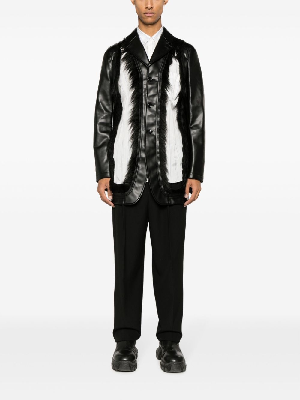 cutout faux-fur blazer - 2