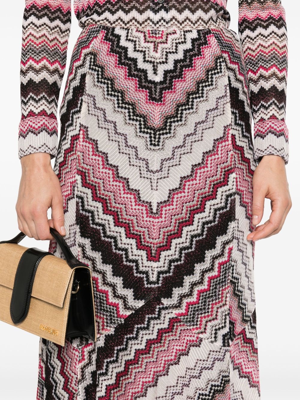 zigzag-pattern lamé maxi skirt - 5