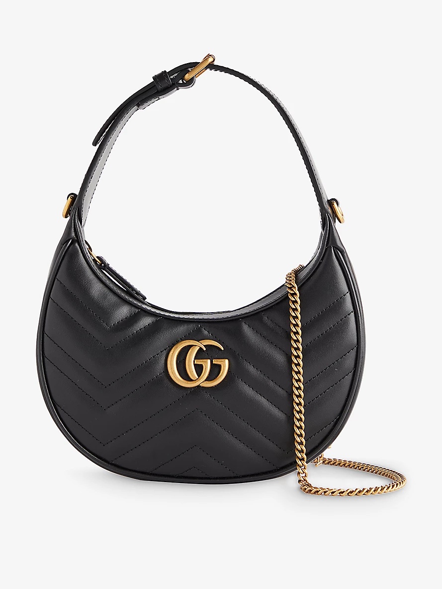 VIP【関税送料無料】希少 GUCCI HALFMOON LEATHER HANDBAG GUCCI Half Moon Marmont mini leather shoulder bag