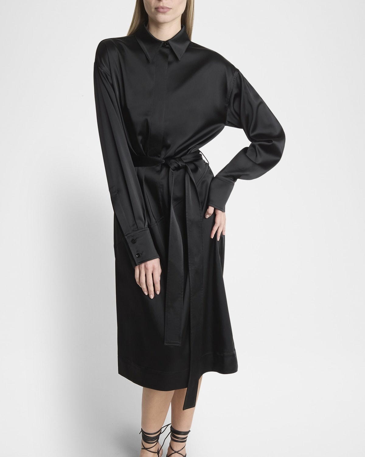 Andy Belted Technical Satin Midi Shirtdress - 7