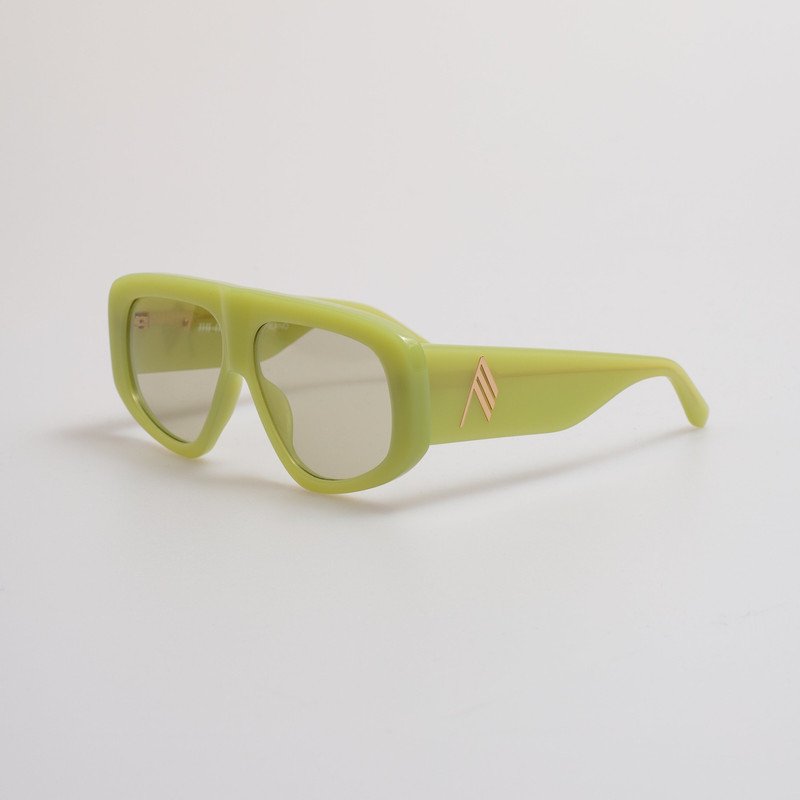 LINDA FARROW Milano Oversized Sunglasses in Acid Green outlook