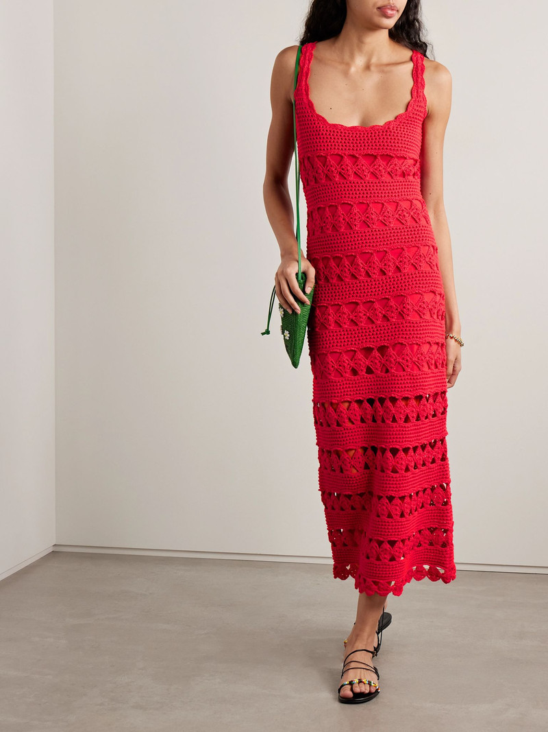 Cara Cara Joan crocheted cotton midi dress Red outlook