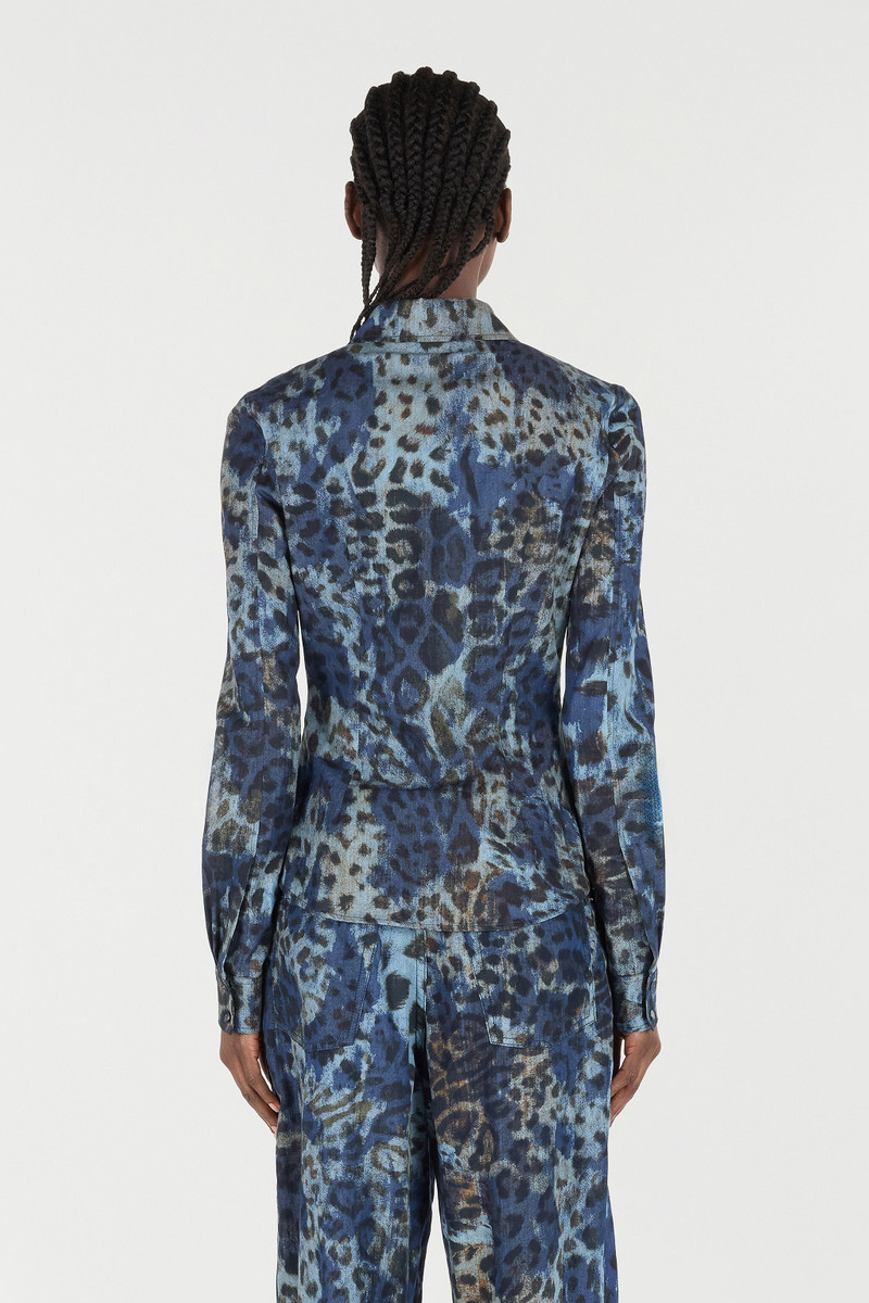 Cotton Shirt with Jaguar Skin Print 4