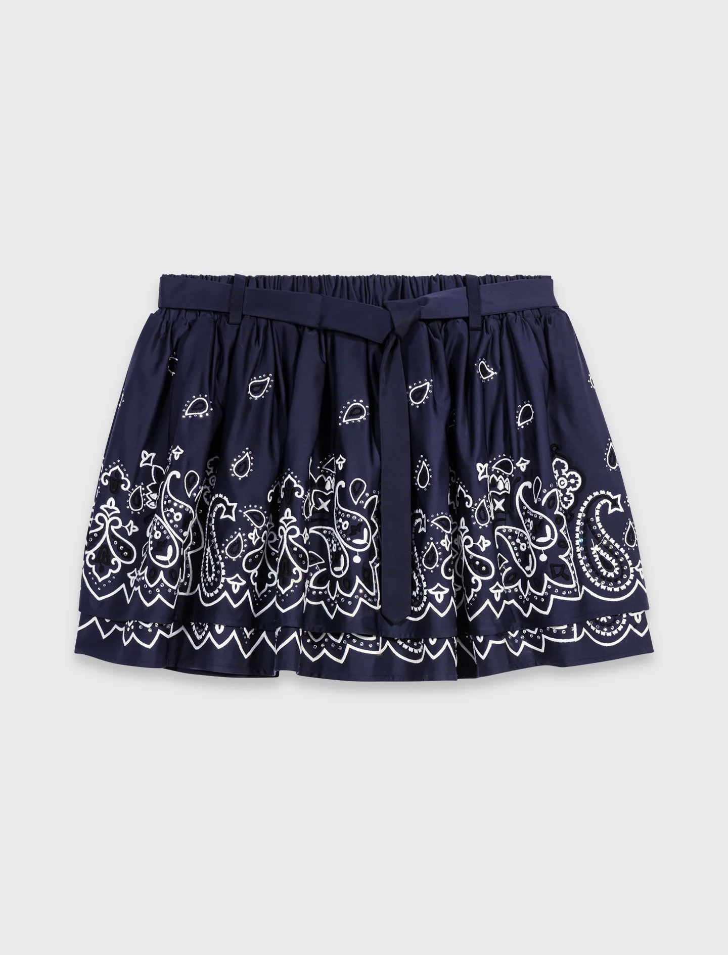 Short embroidered ruffled skirt - 1