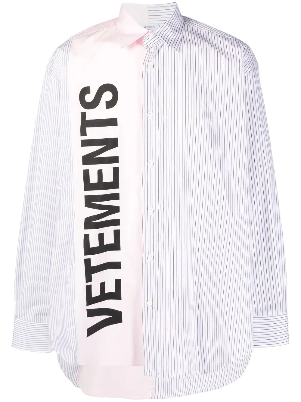 logo-print striped shirt - 1