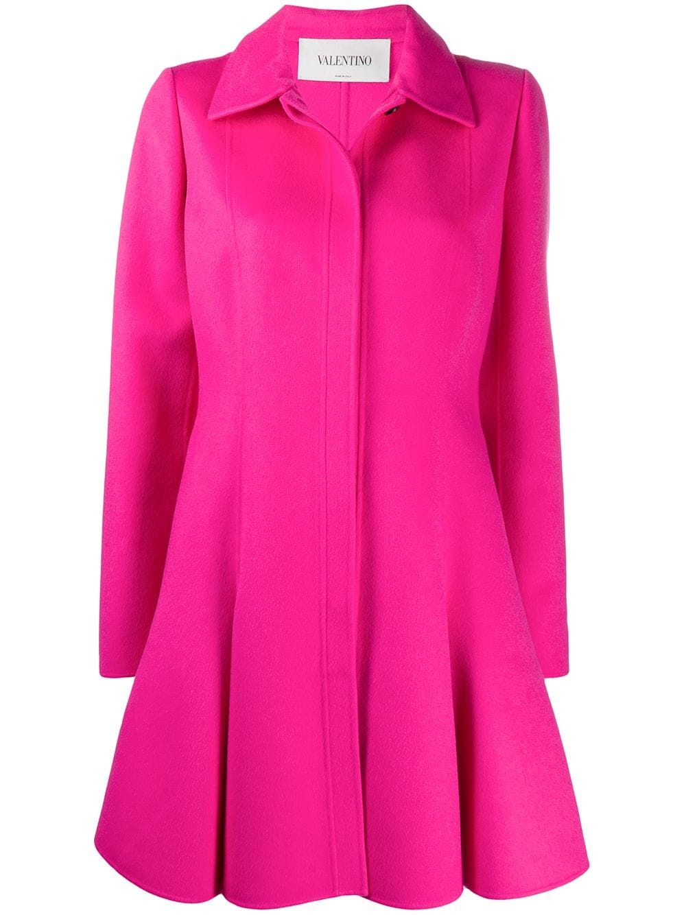 pleated flared buttoned coat - 1