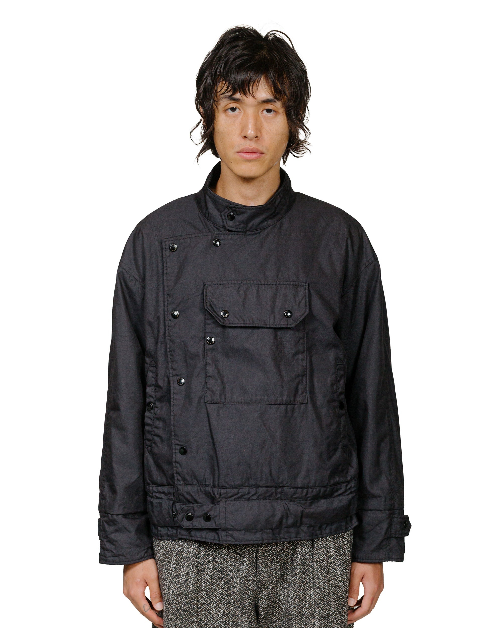 Moto Jacket Black Nylon Cotton Twill - 2