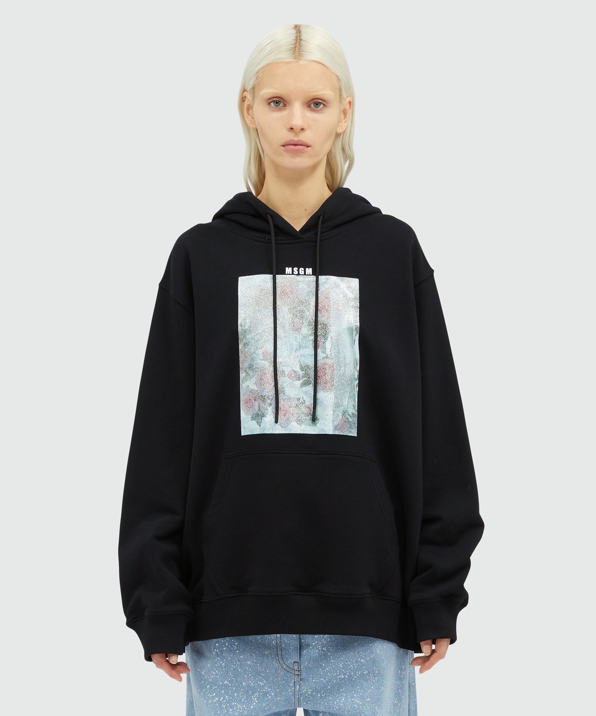 Jersey sweatshirt with rose graphic print - 2