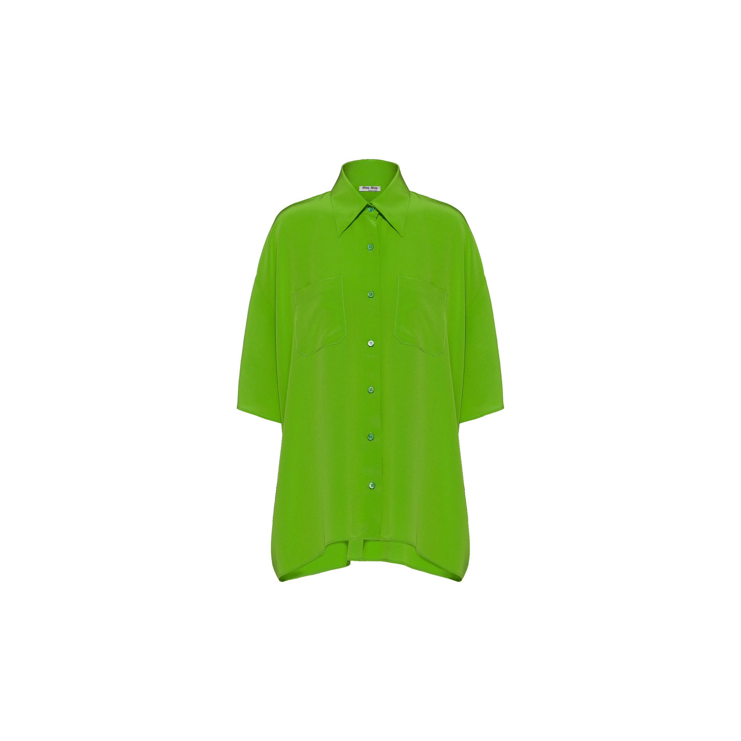 Short-sleeved crepe de chine shirt - 1