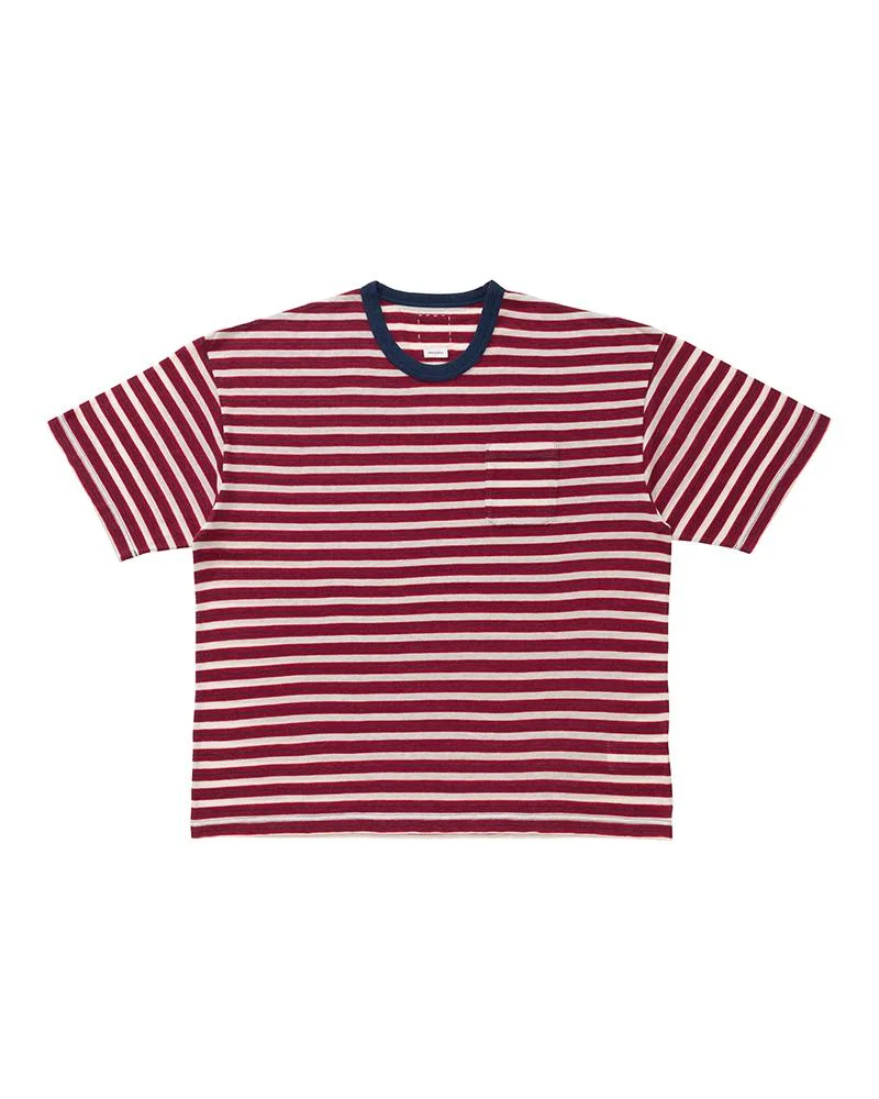 MONDO BORDER TEE S/S (FINE WOOL) RED - 1