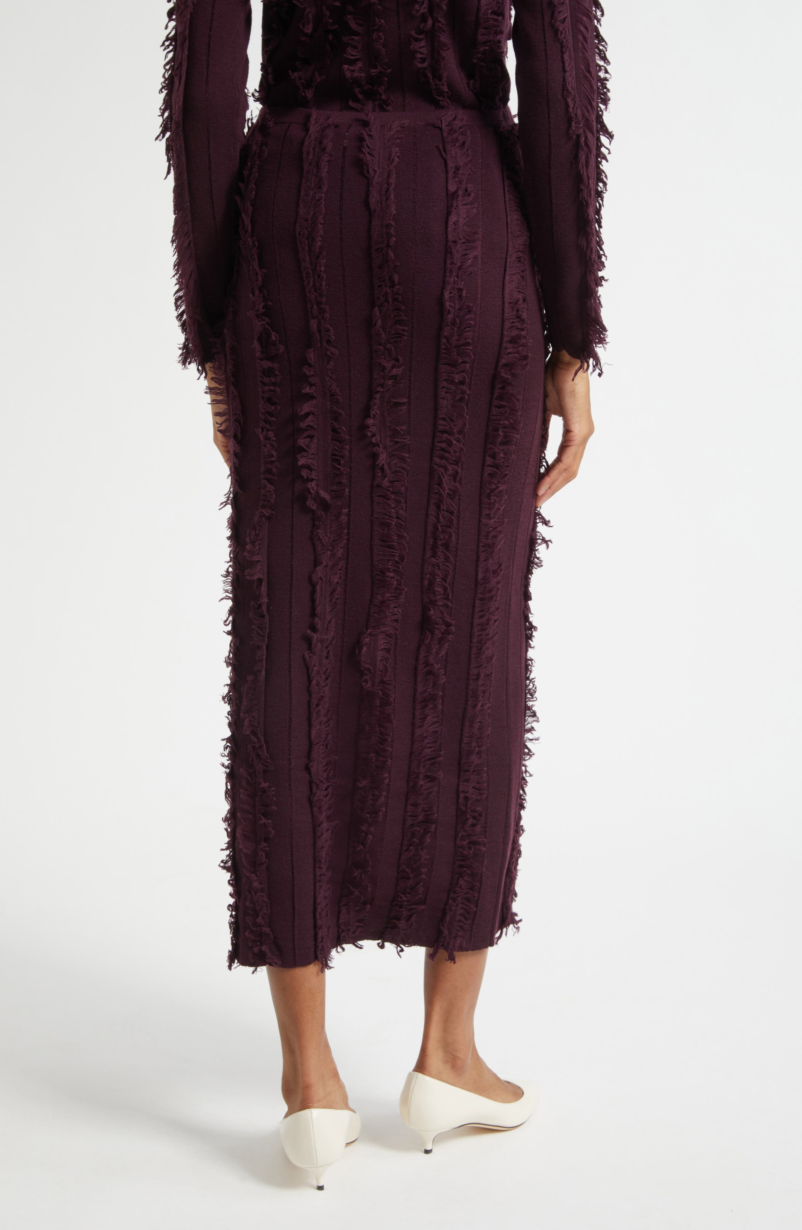 ZANKOV Evangeline Fringe Stripe Knit Pencil Skirt in Pineau at Nordstrom - 3