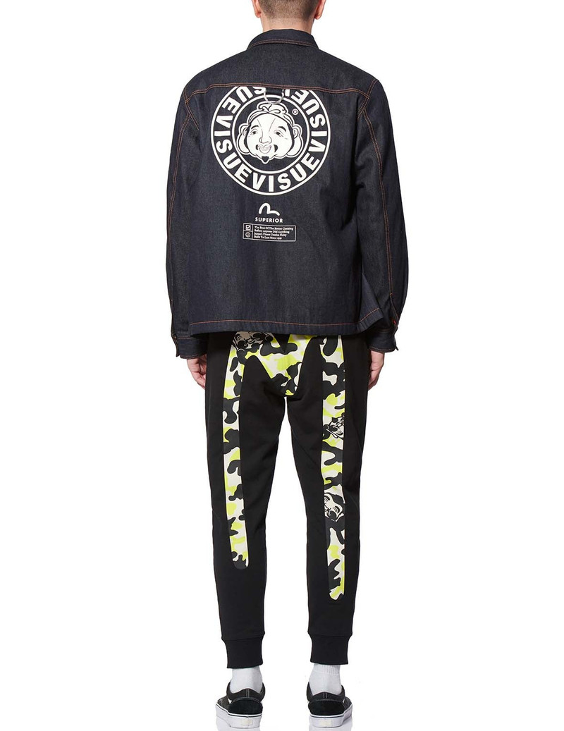 Padded Denim Shirt Jacket with Godhead Print 5